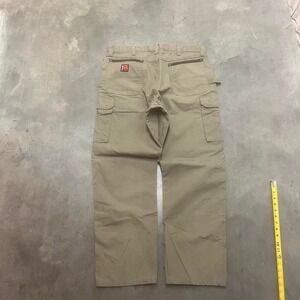 Vintage wrangler Riggs men brown faded carpenter double knee pants work heavy 38